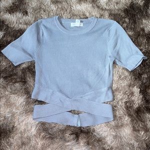 Grey Cross Crop Top 🤍